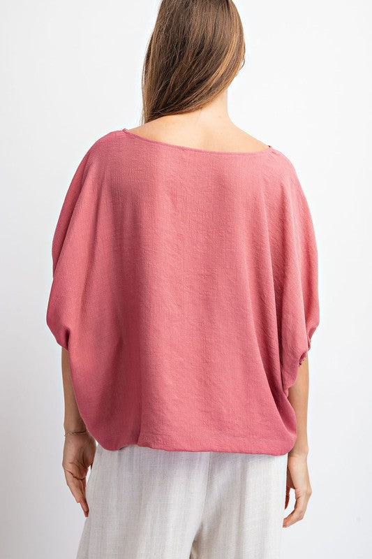 Elastic Bubble Sleeve Blouse
