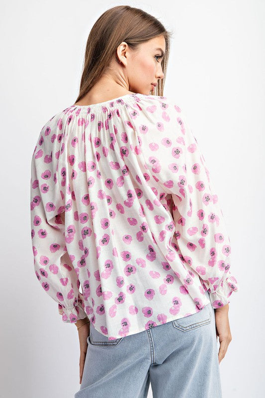 Floral Print Button Up Blouse