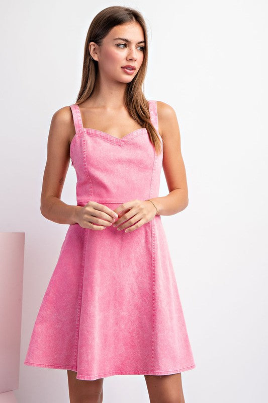 Pink Denim Mini Dress