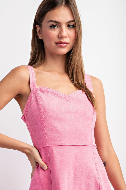 Pink Denim Mini Dress