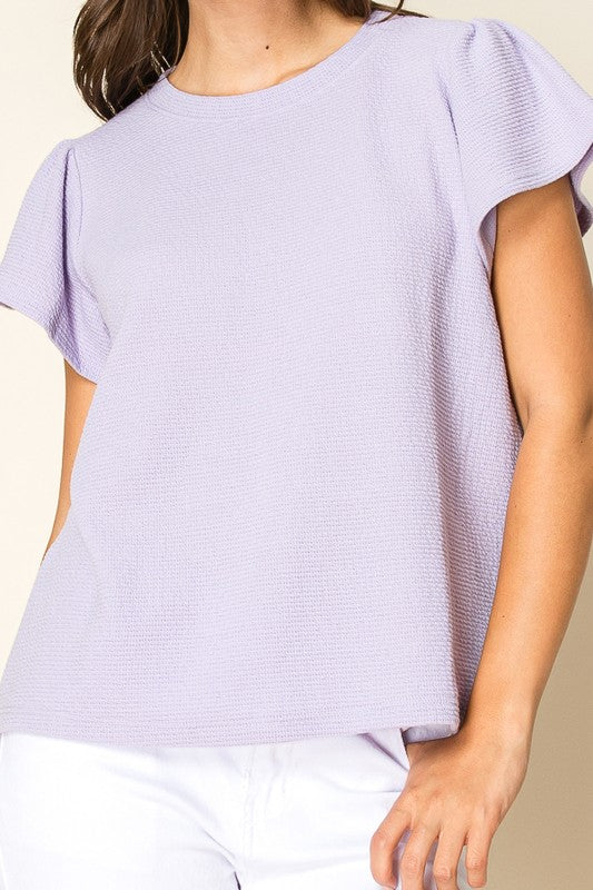 Lavender Ruffle Sleeve Top