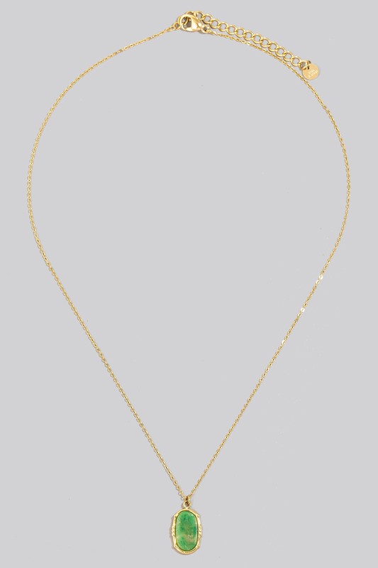 Oval Stone Pendant Necklace