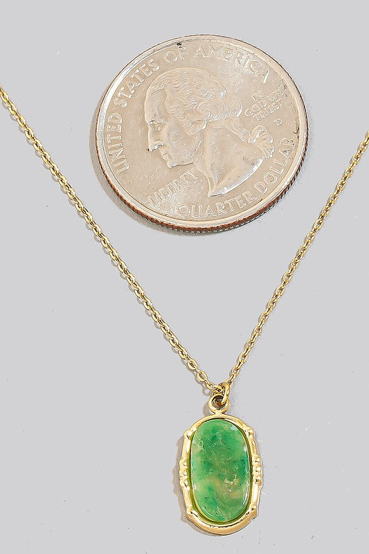 Oval Stone Pendant Necklace
