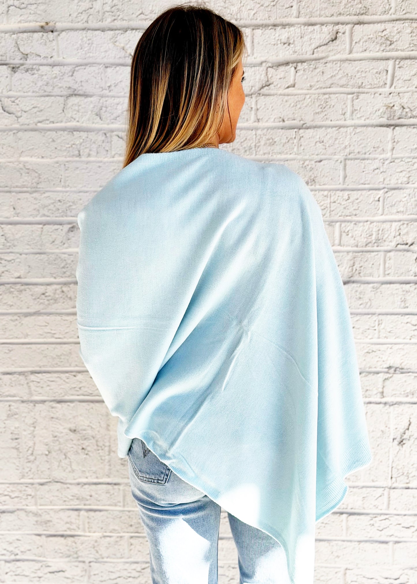 Powder Blue Lightweight Poncho