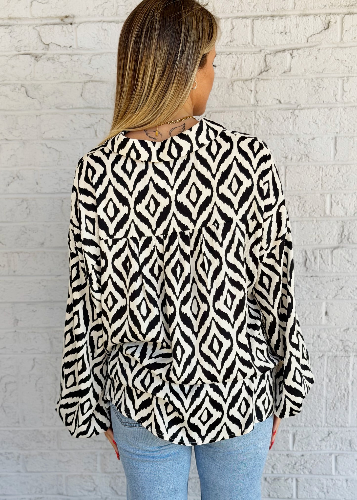 Black And White Printed Top
