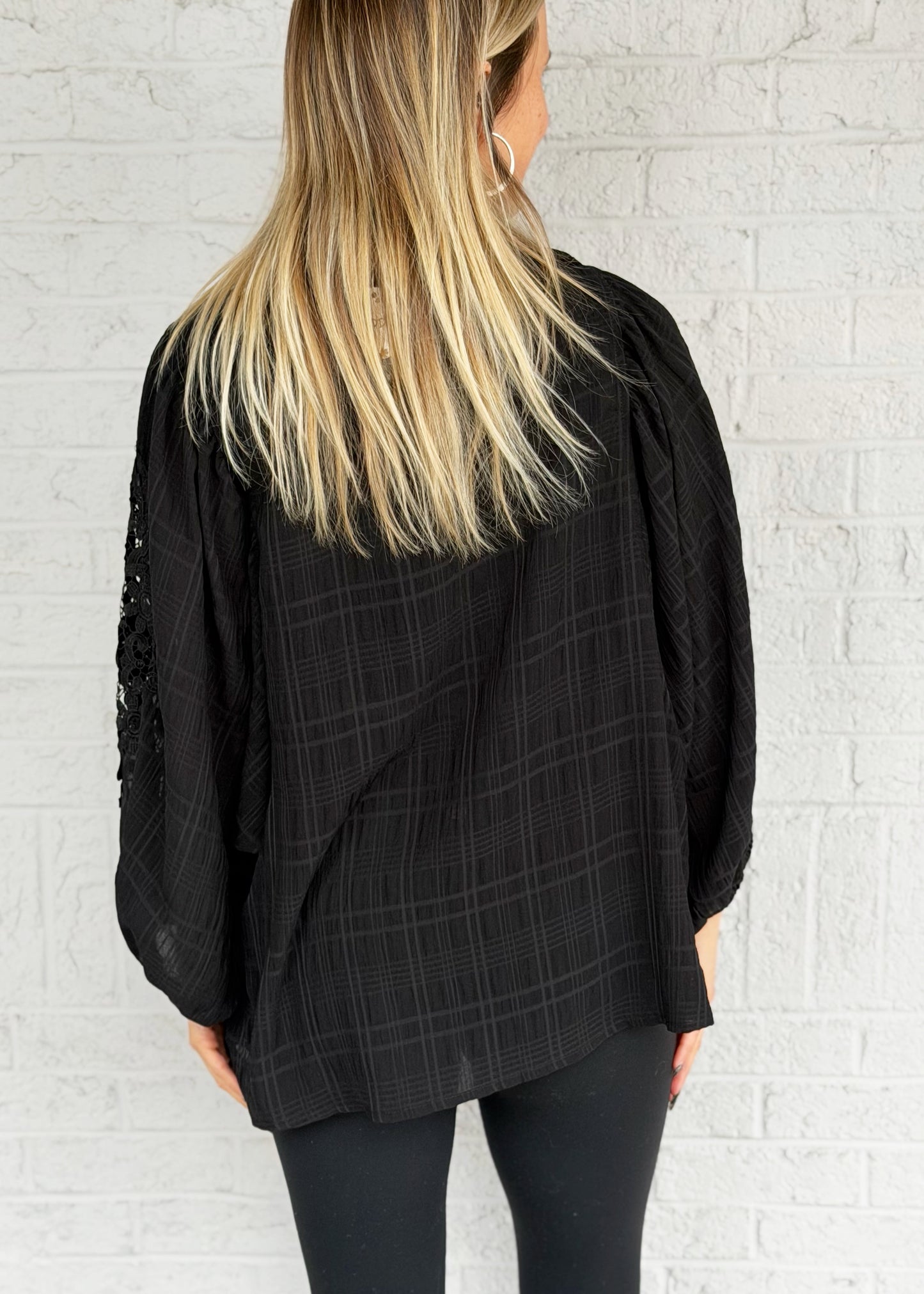 Black Woven collared top