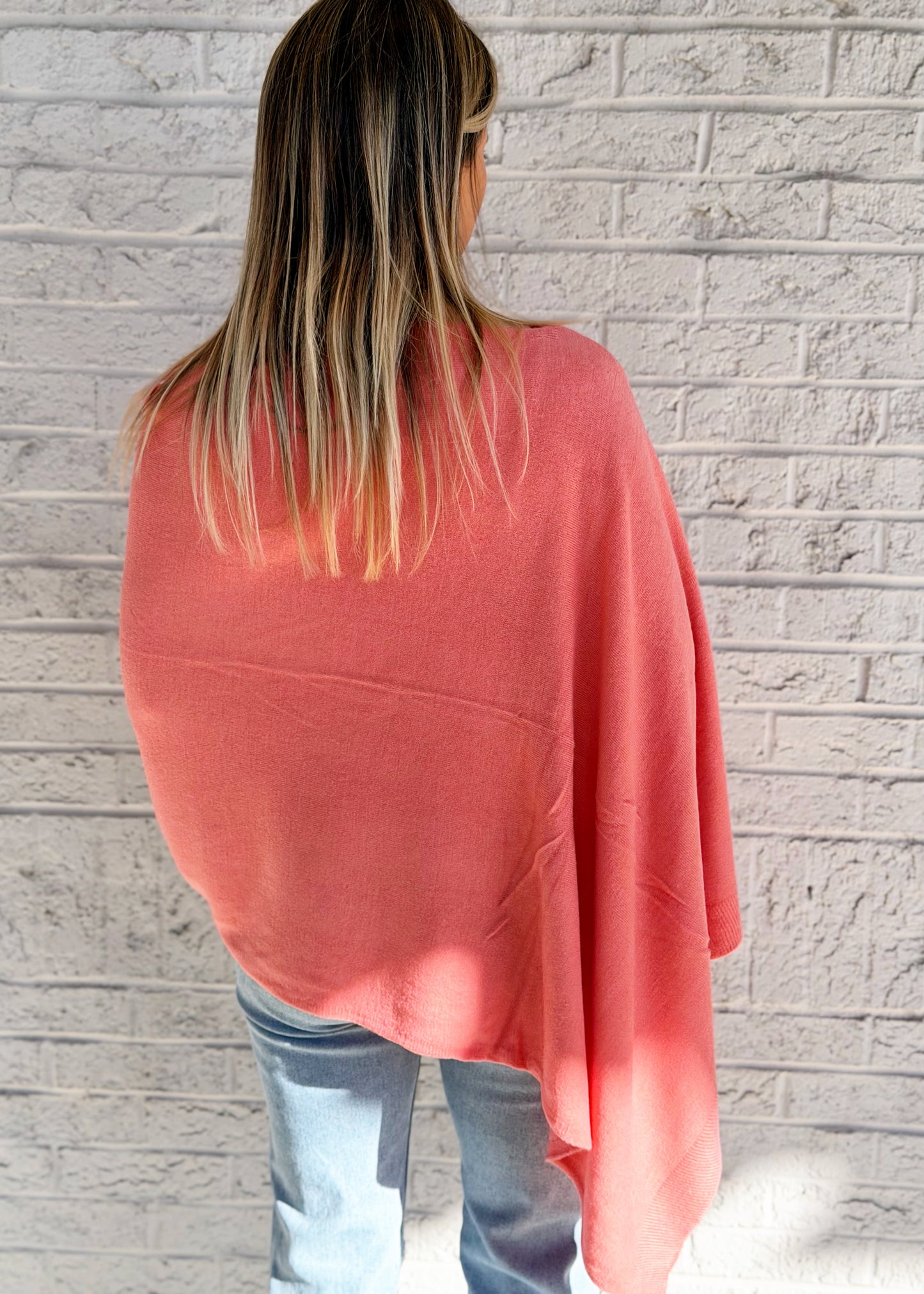 Light Coral Lightweight Poncho