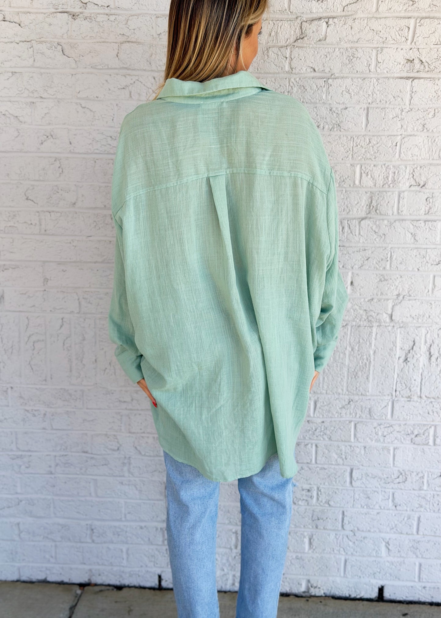 Sage Green Button Down