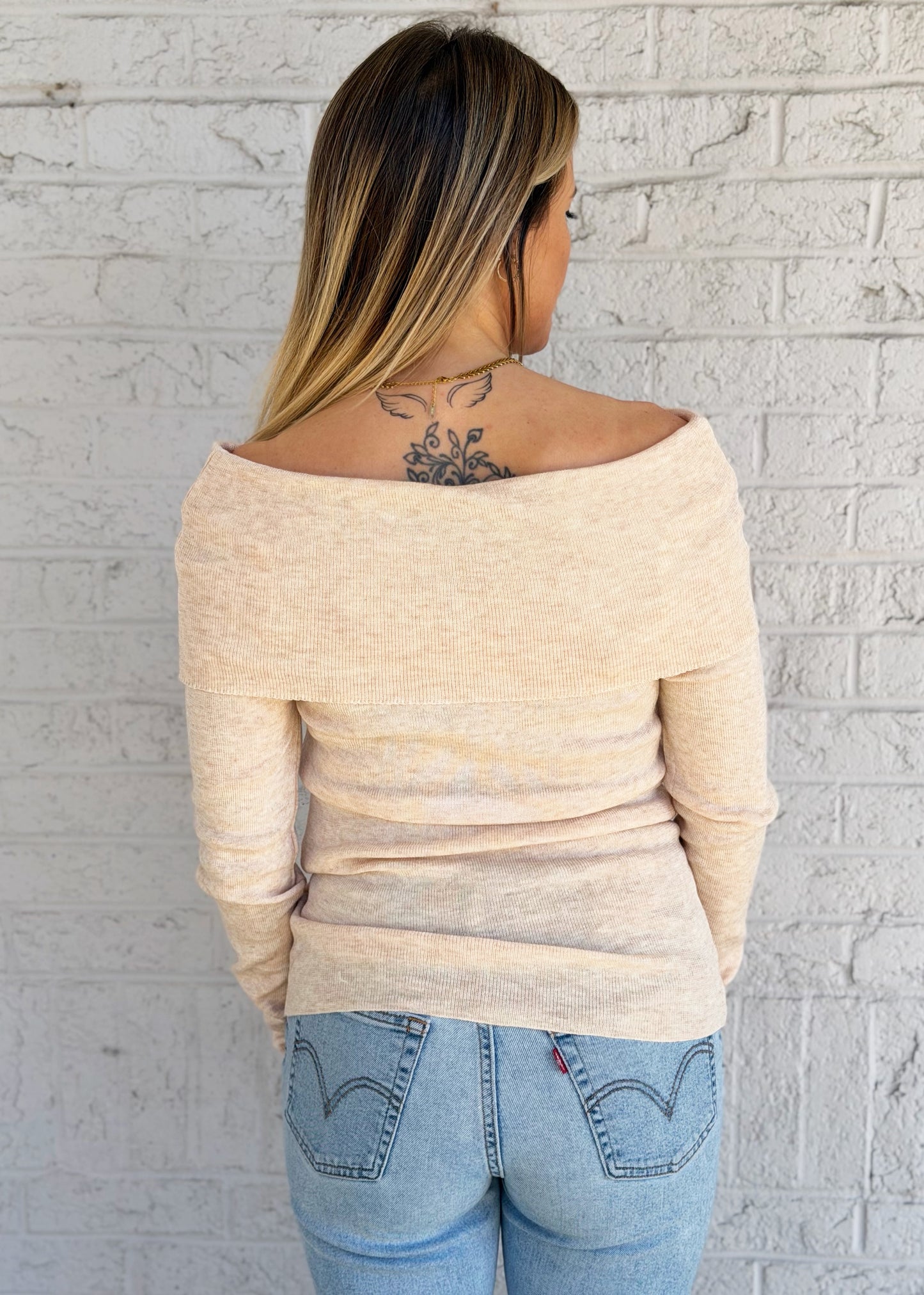 Tan Off The Shoulder Top