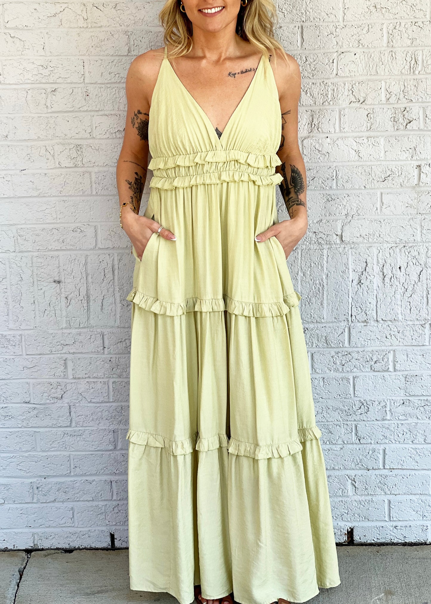 Light Green Ruffle Maxi