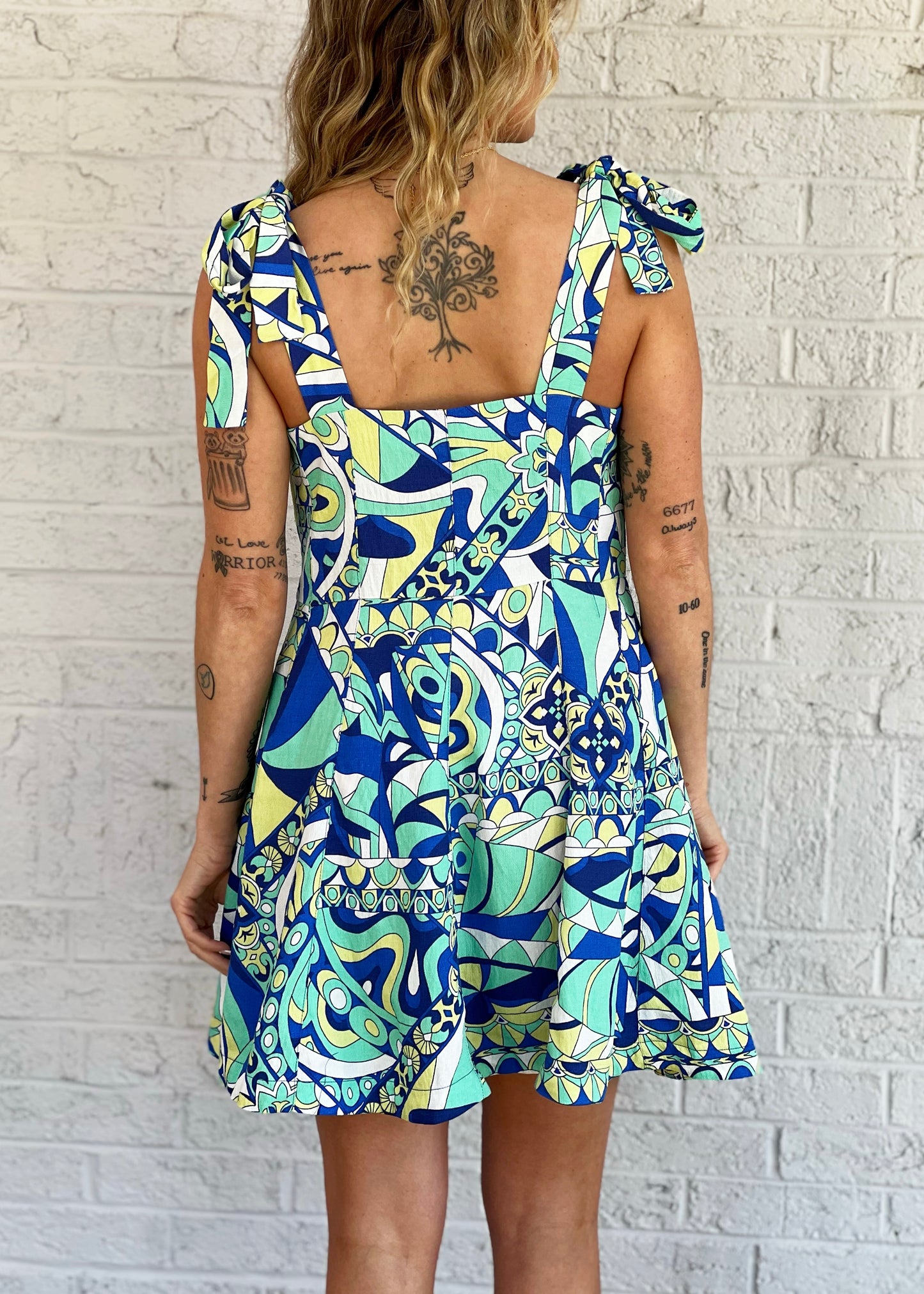Blue Patterned Mini Dress