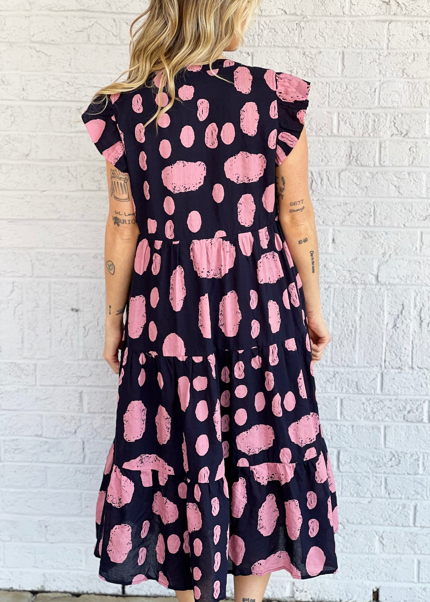 Cow Print Tiered Midi Dress