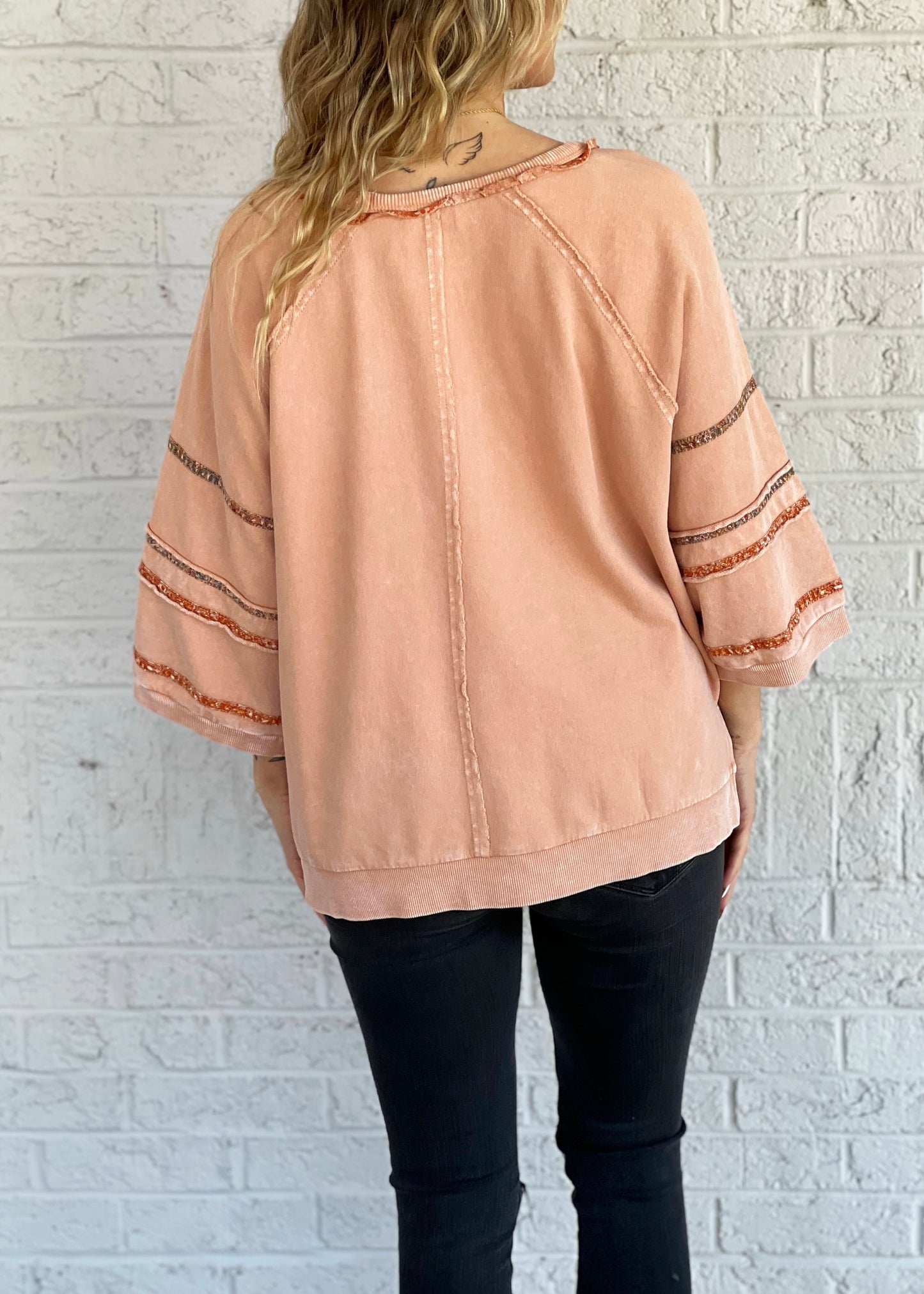 Light Coral Detailed Pattern Top