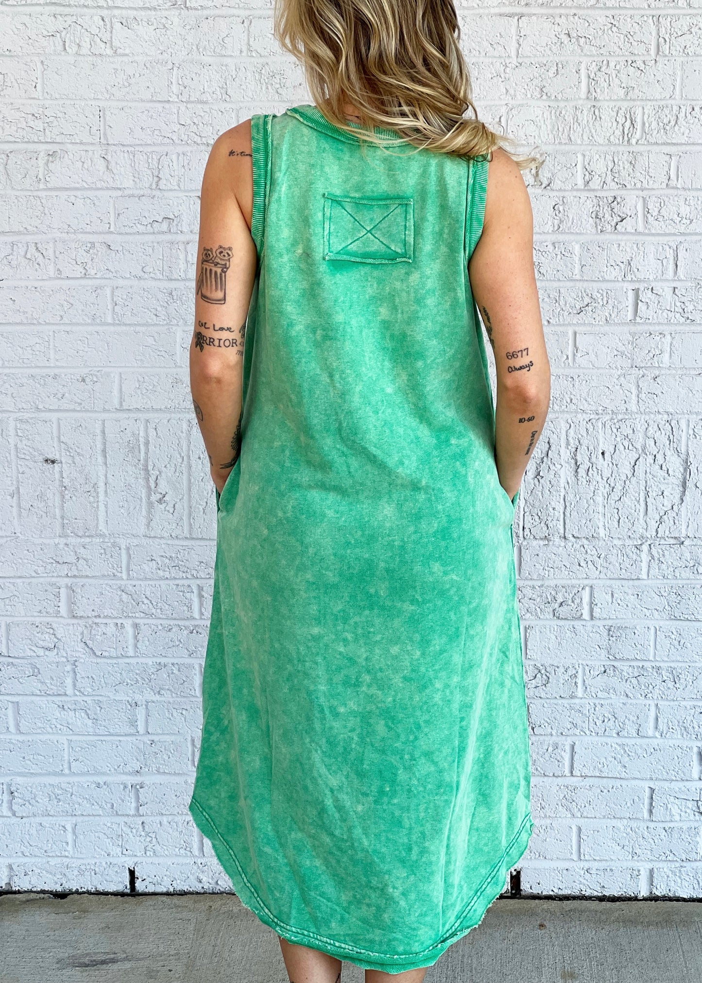 Green Cotton Midi Dress