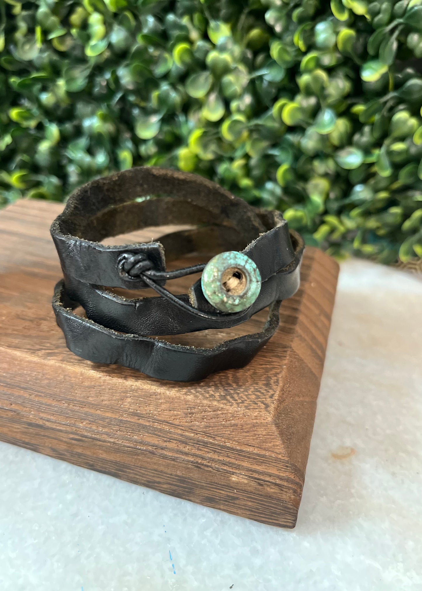 Black Leather Wrap Bracelet