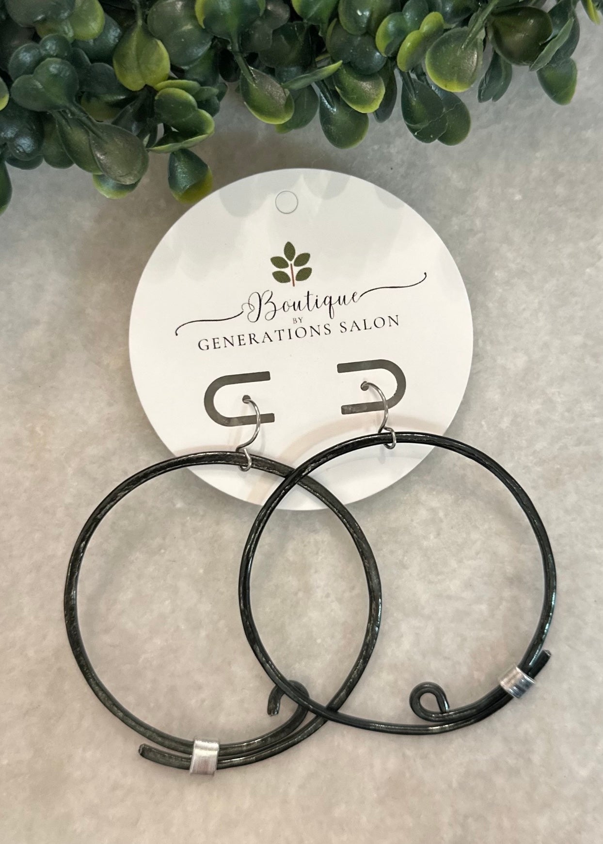 Large Swirl Black Earrings