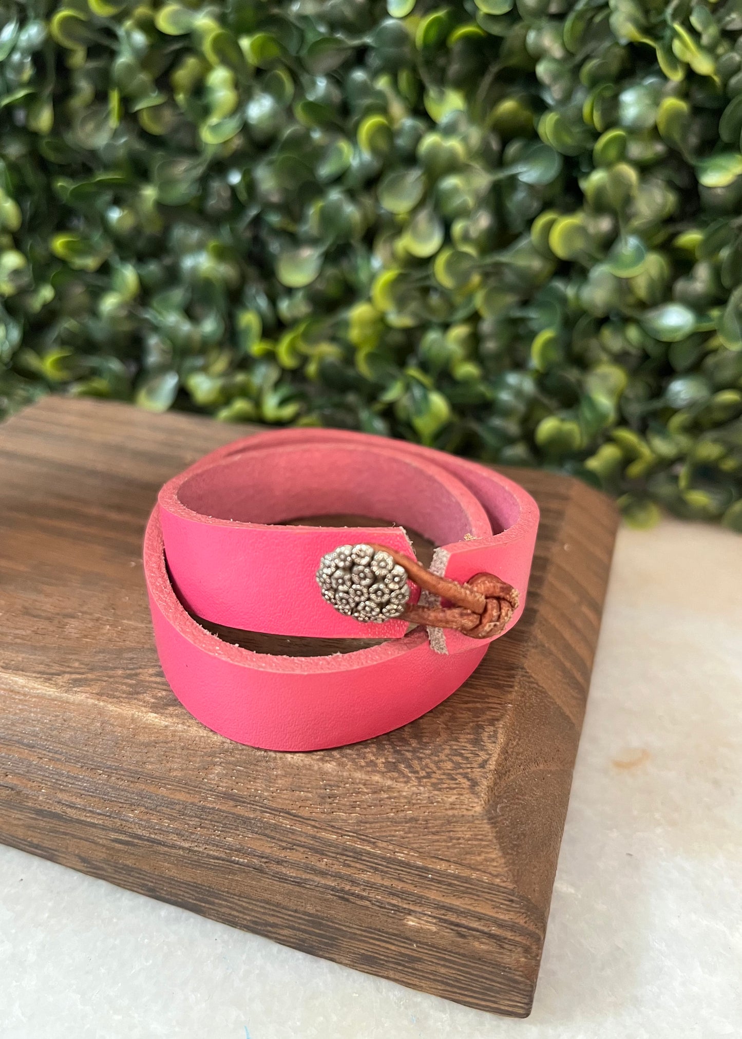 Pink Leather Bracelet