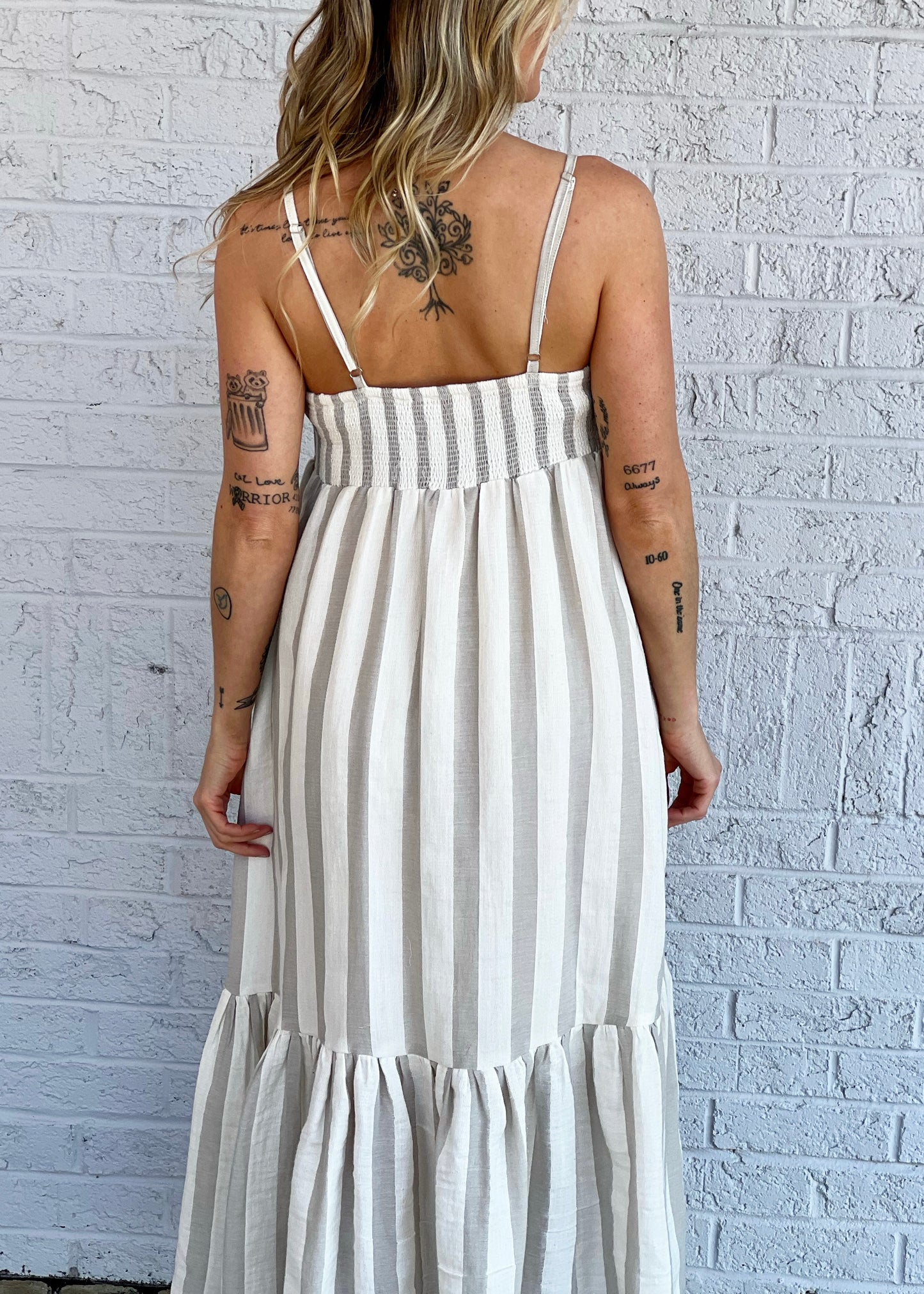 Tan Striped Maxi