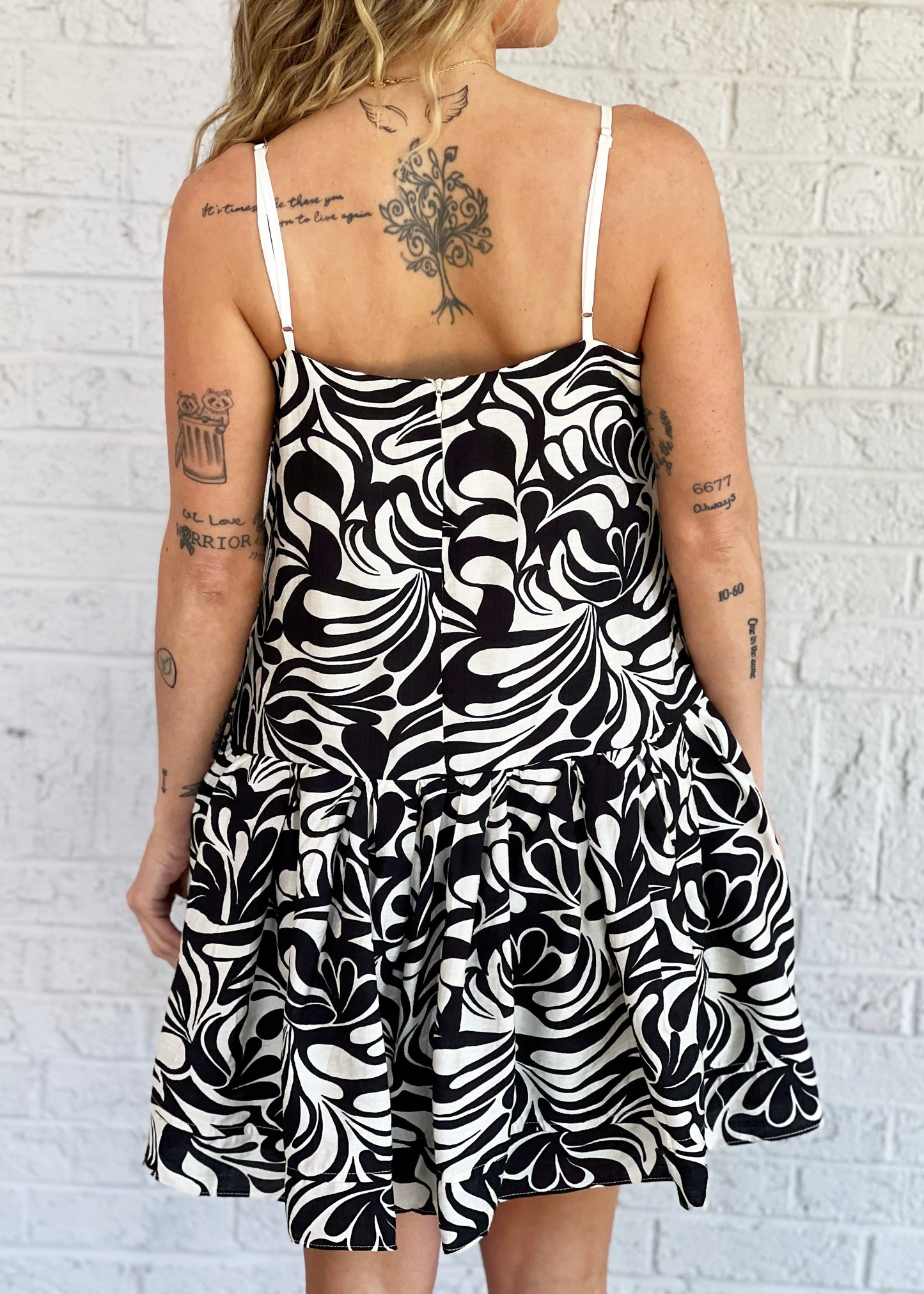 Black & White Patterned Mini Dress