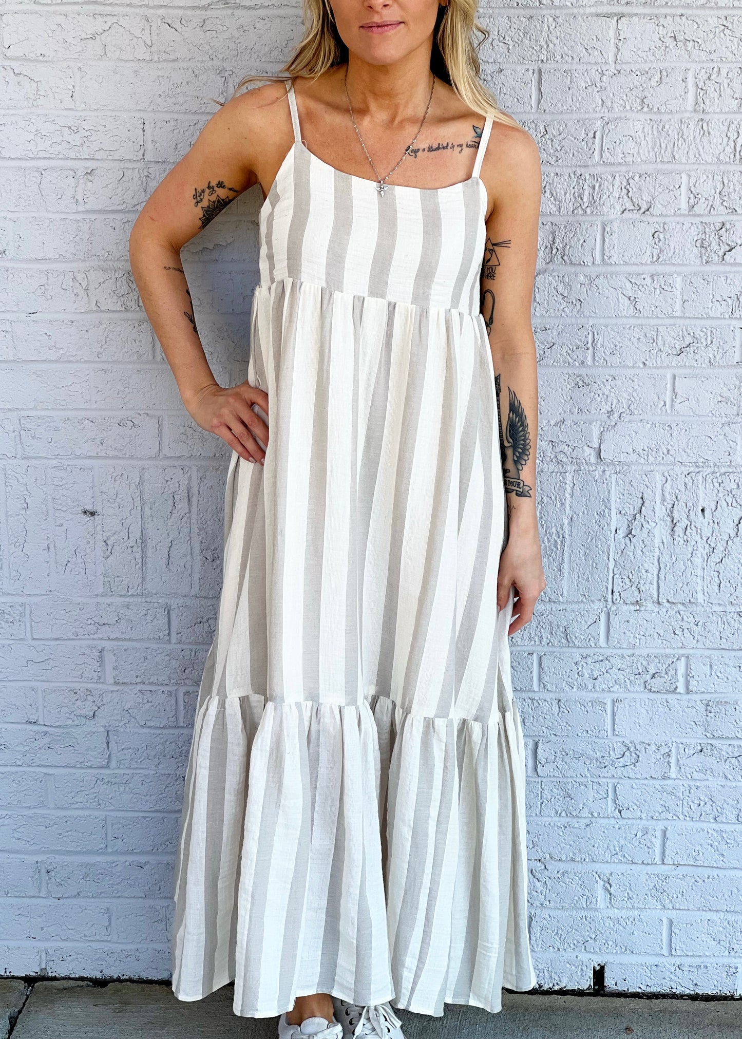 Tan Striped Maxi