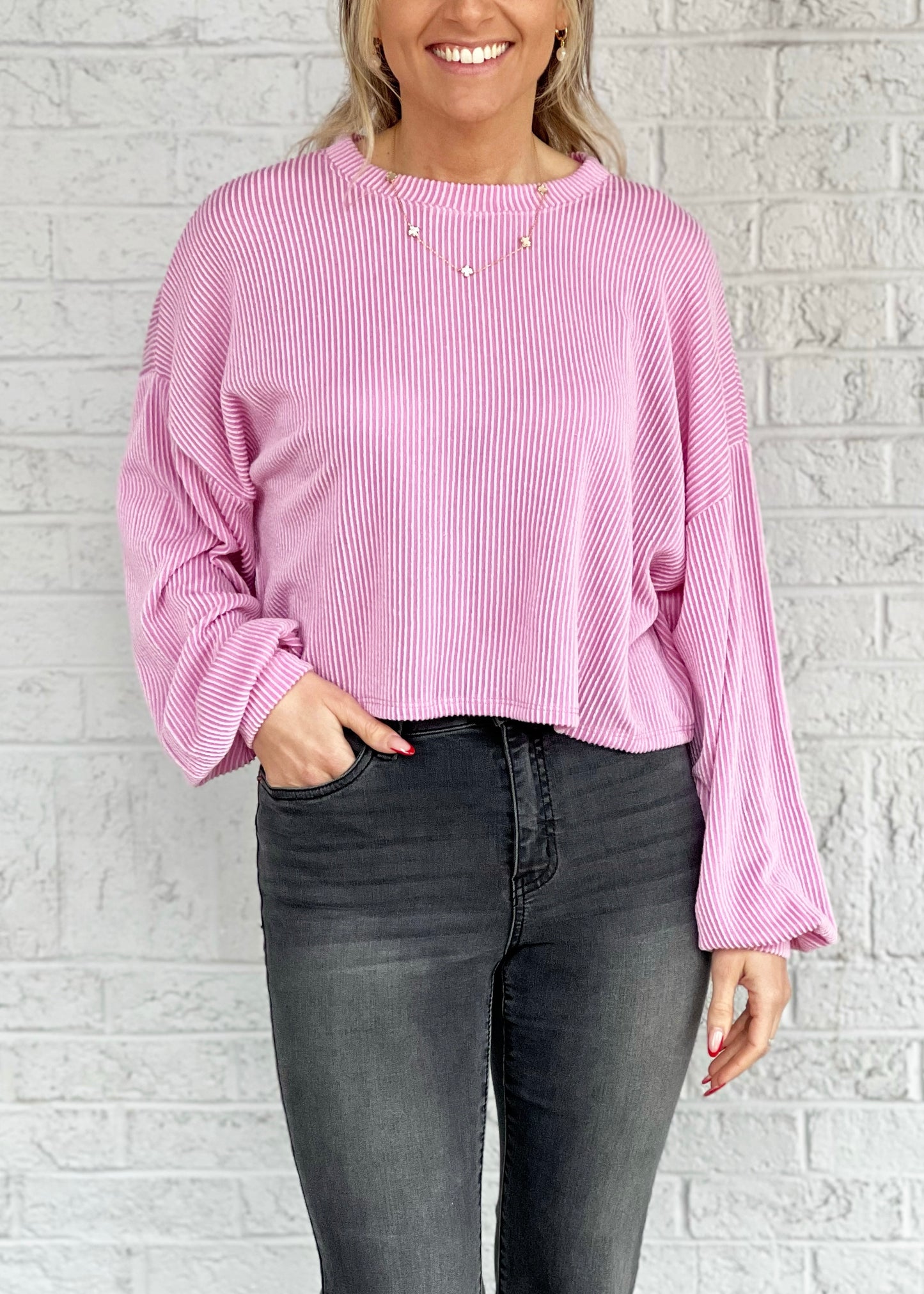 Ribbed Pink Top