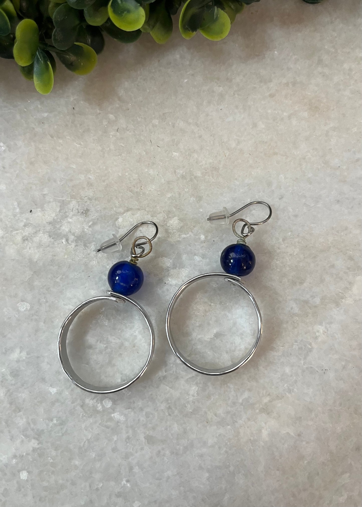 Silver Blue Orbit Earrings - Small