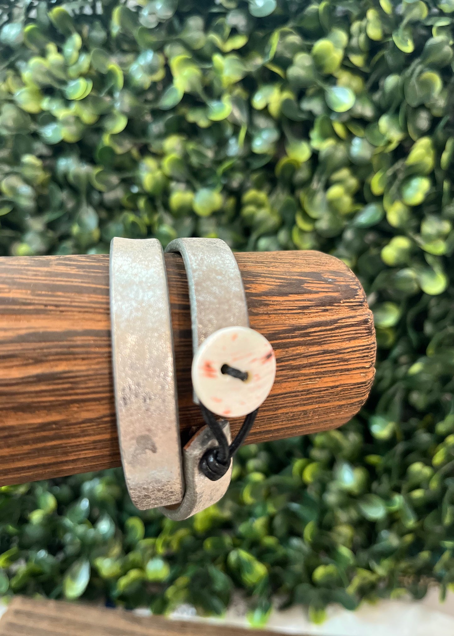 Metallic Leather Wrap Bracelet