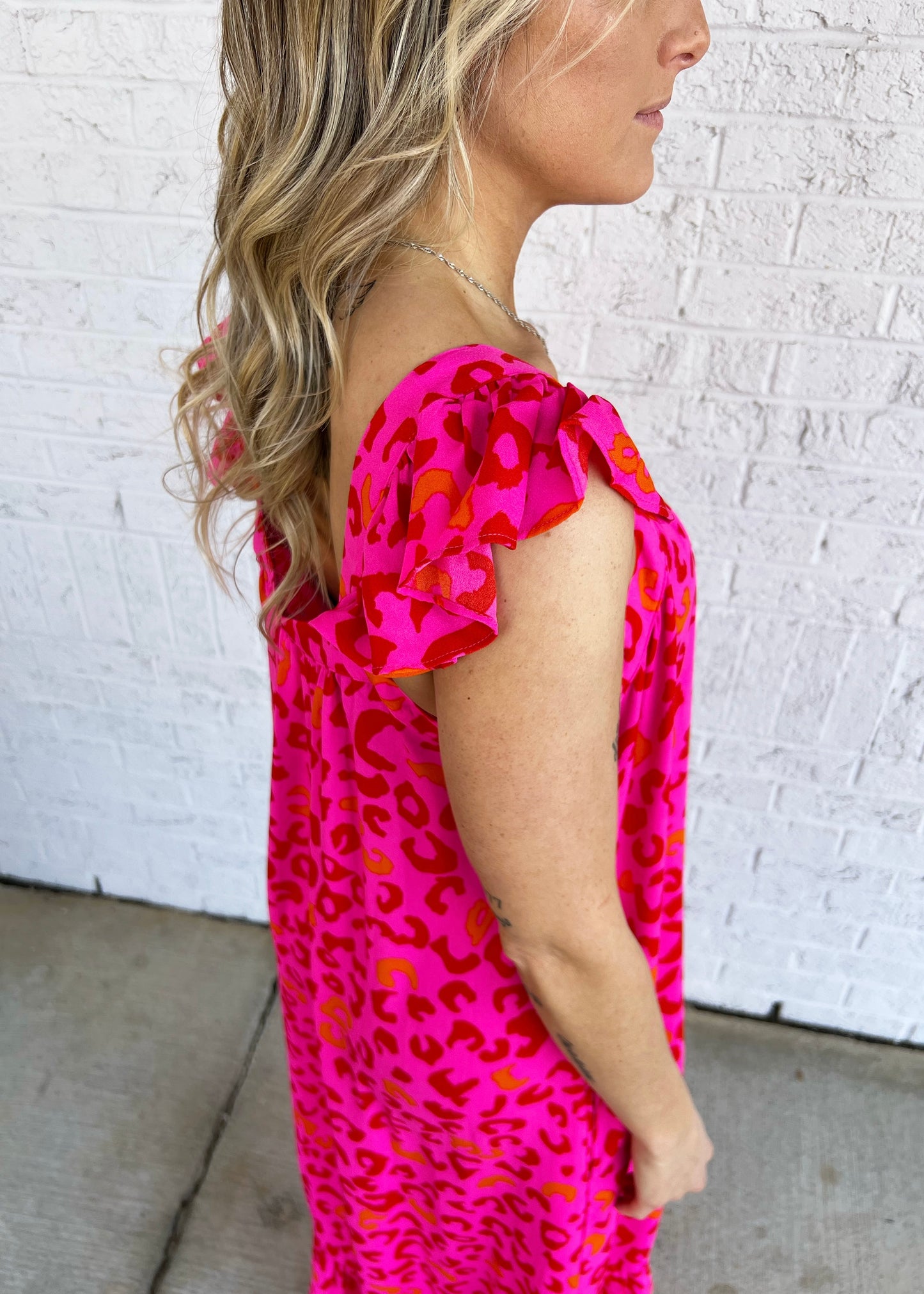 Leopard Print Ruffle Maxi Dress