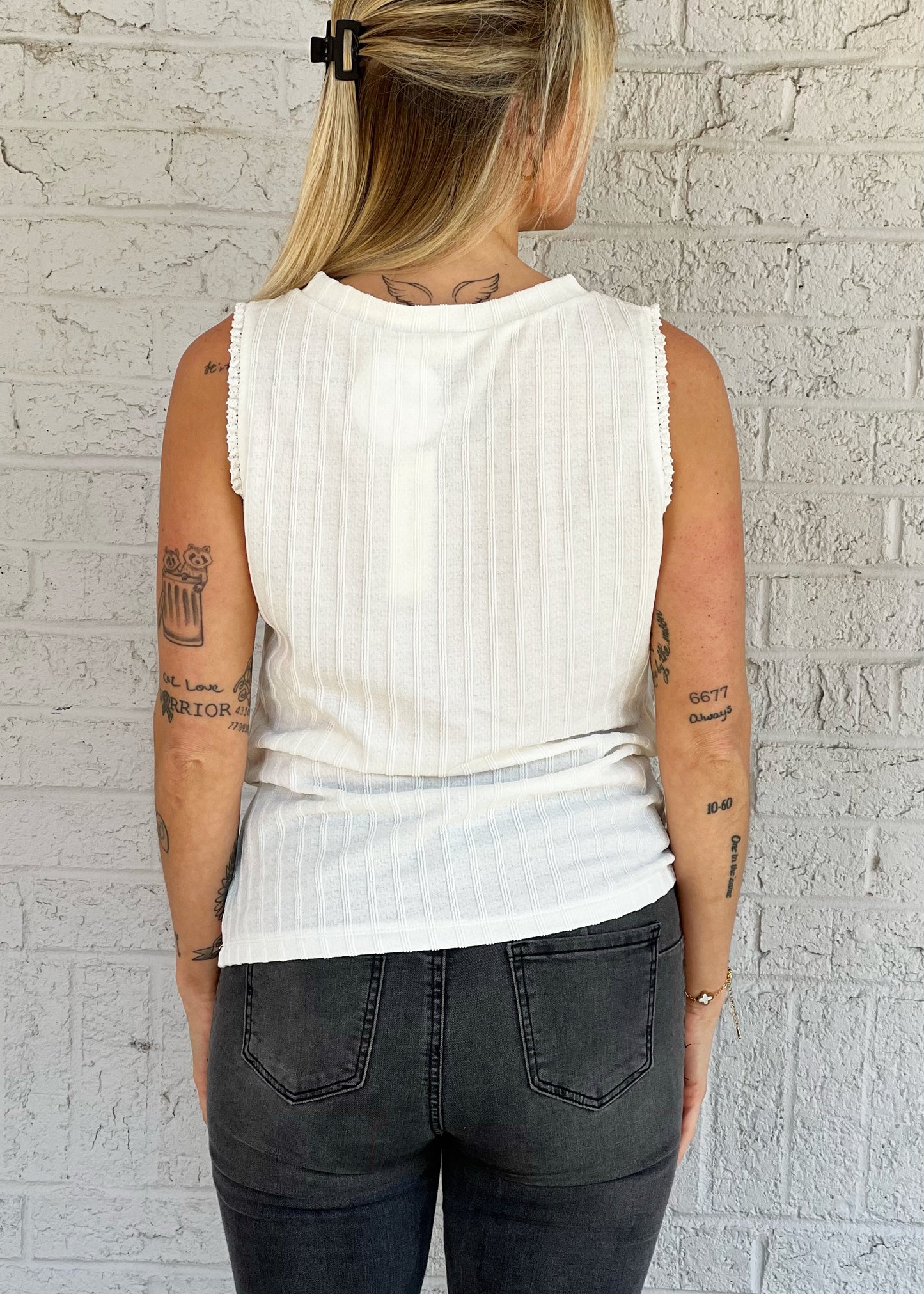 Off White Ruffle Tank