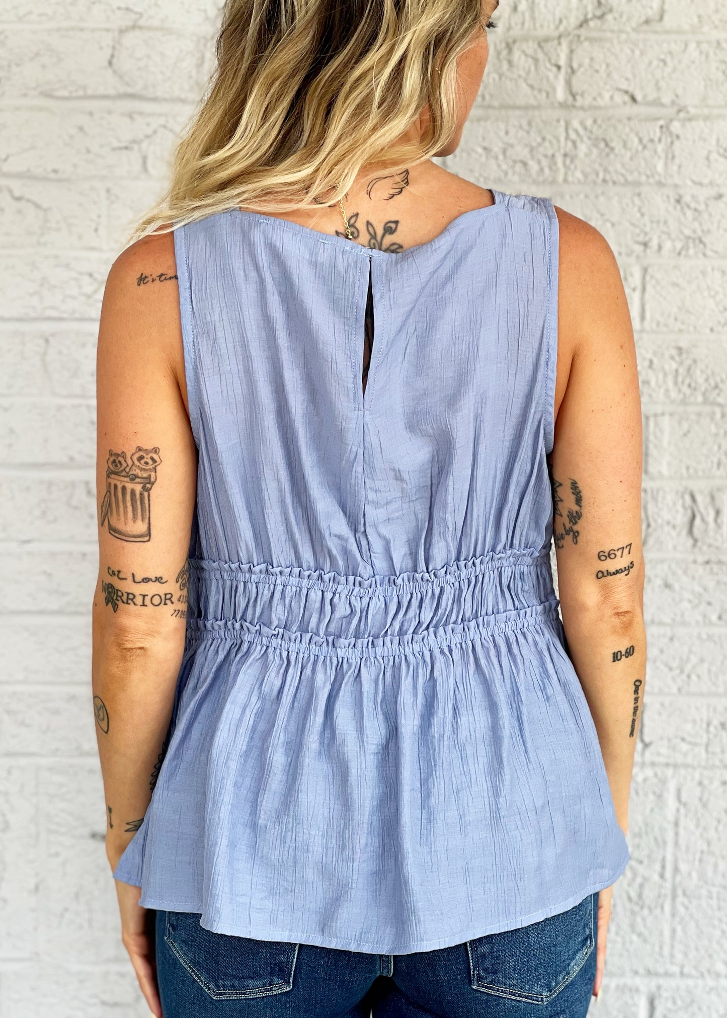 Peri Blue Smocked Tank