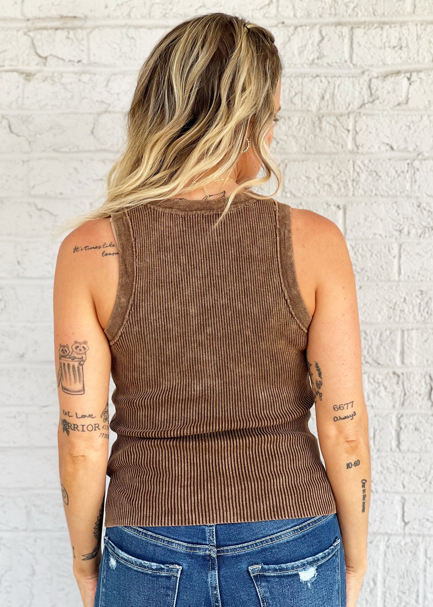 Ribbed Tank in Brown