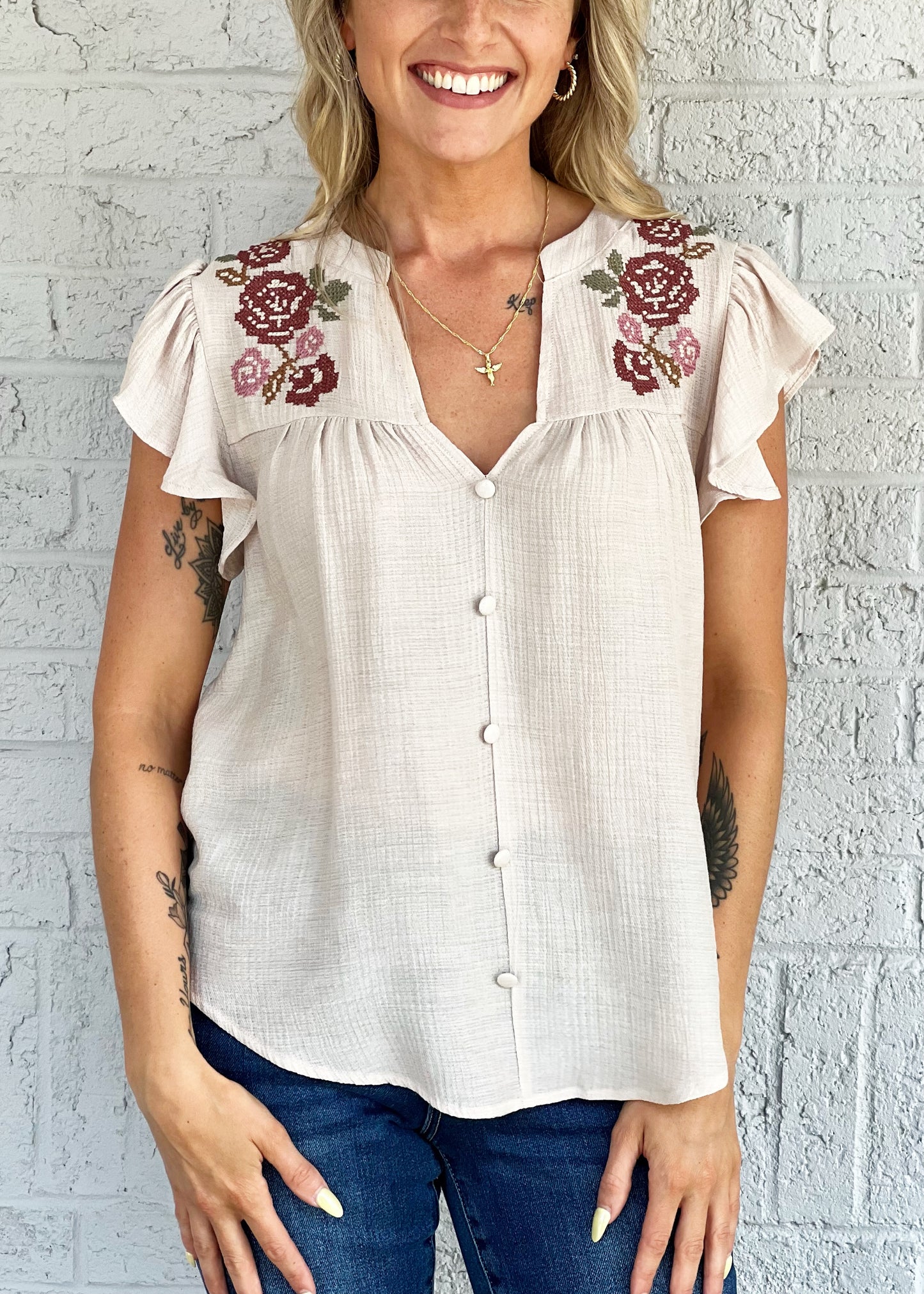 Floral Embroidery Top