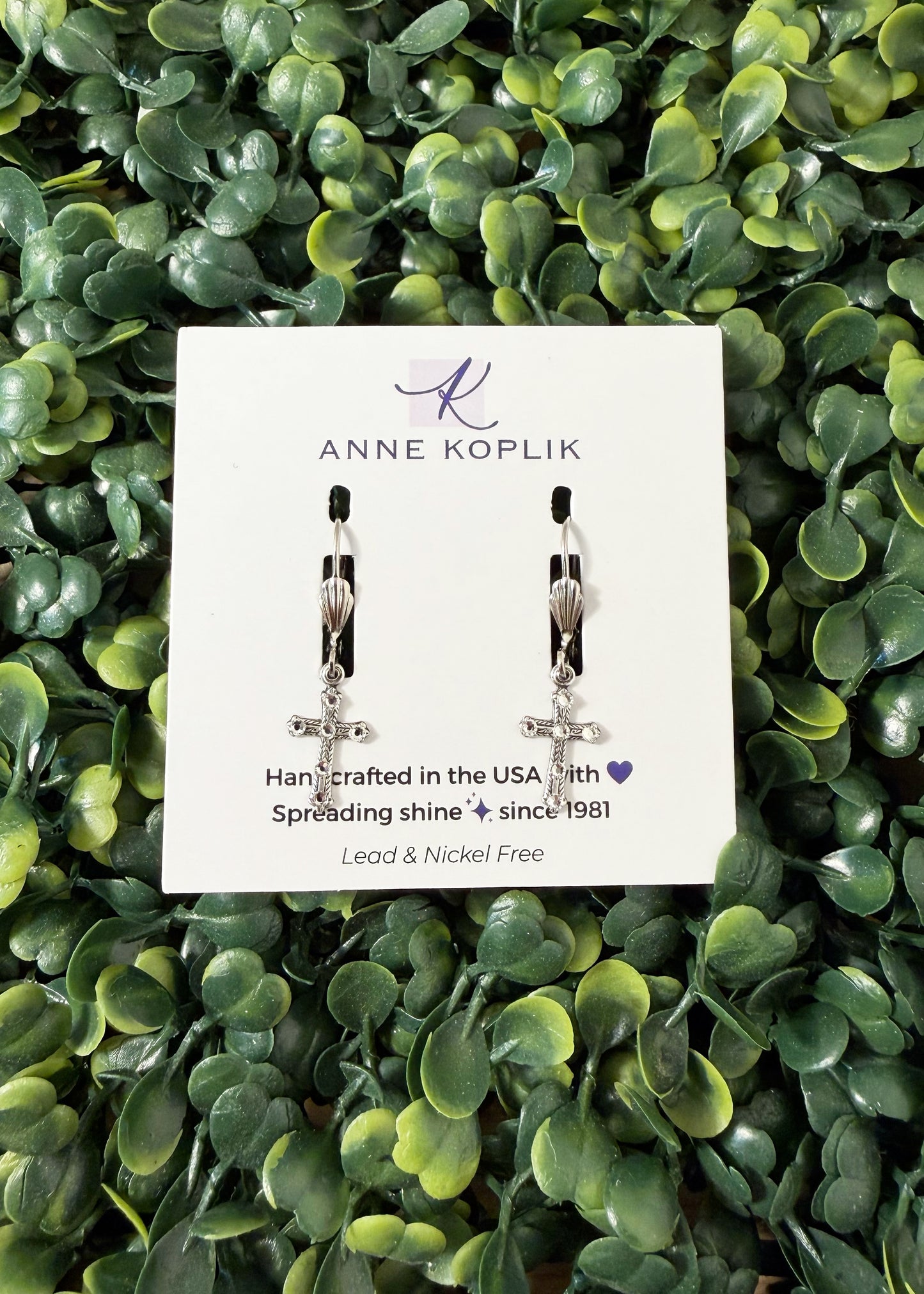 Isabella Silver Small Crystal Cross Earrings