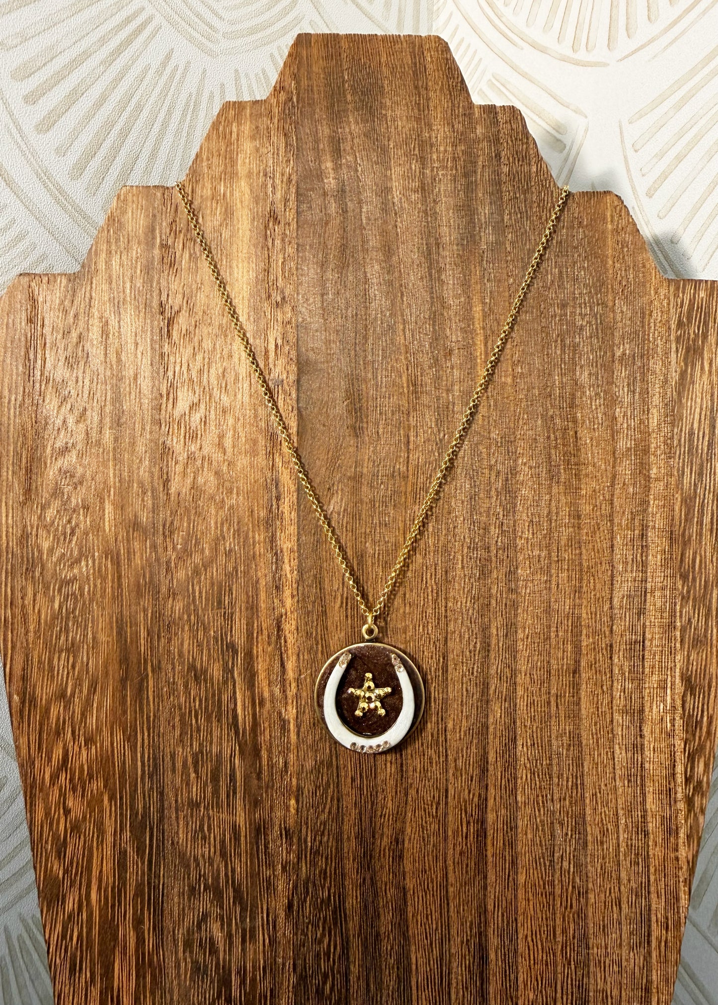 Texas Lucky Star Horseshoe Coastal Cowgirl Crystal Necklace