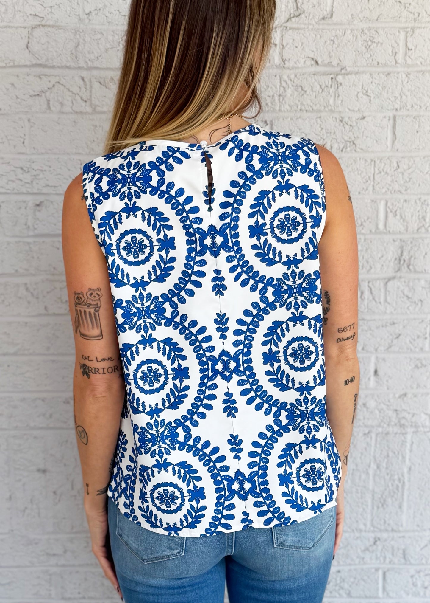 Blue Vintage Print Tank