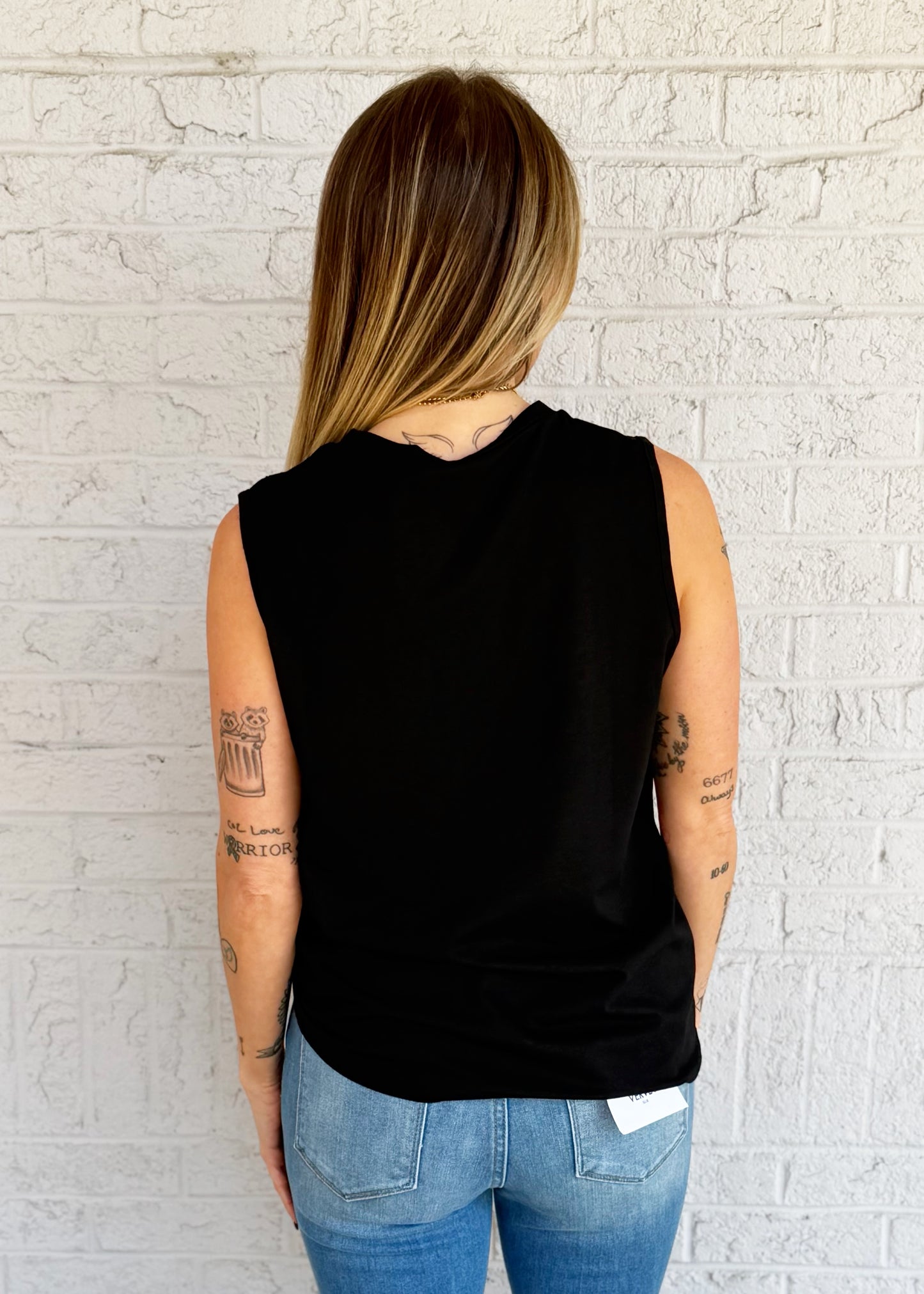 Loose Fit Black Knit Tank