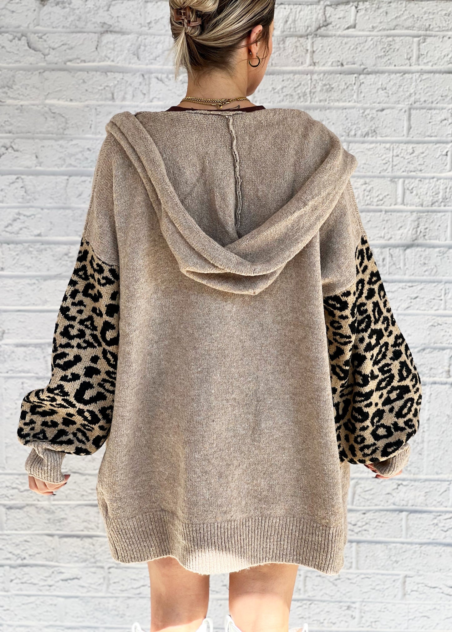 Leopard Contrast Cardigan