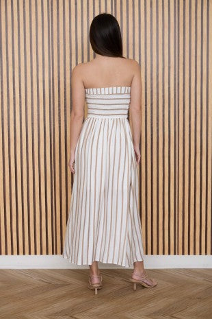 Stripe Linen Midi Dress