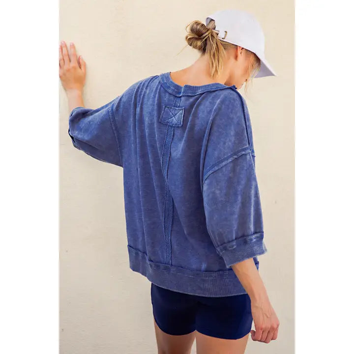 Navy French Terry Top