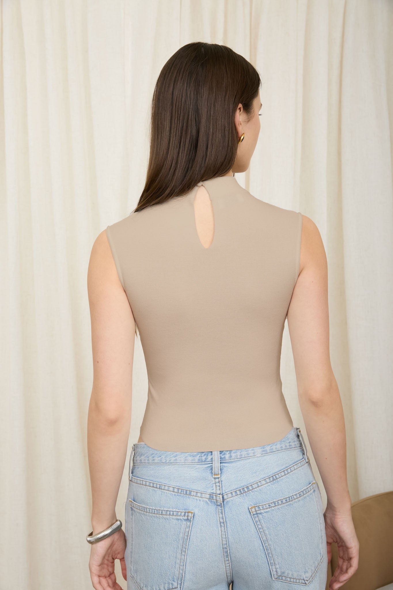 Mock Neck Sleeveless Top