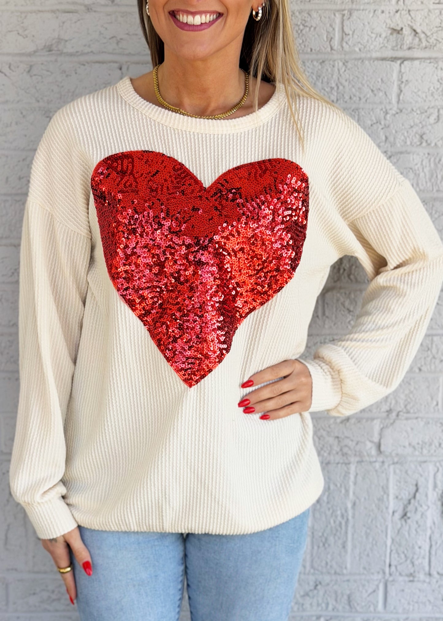 Valentines Heart Cream Top