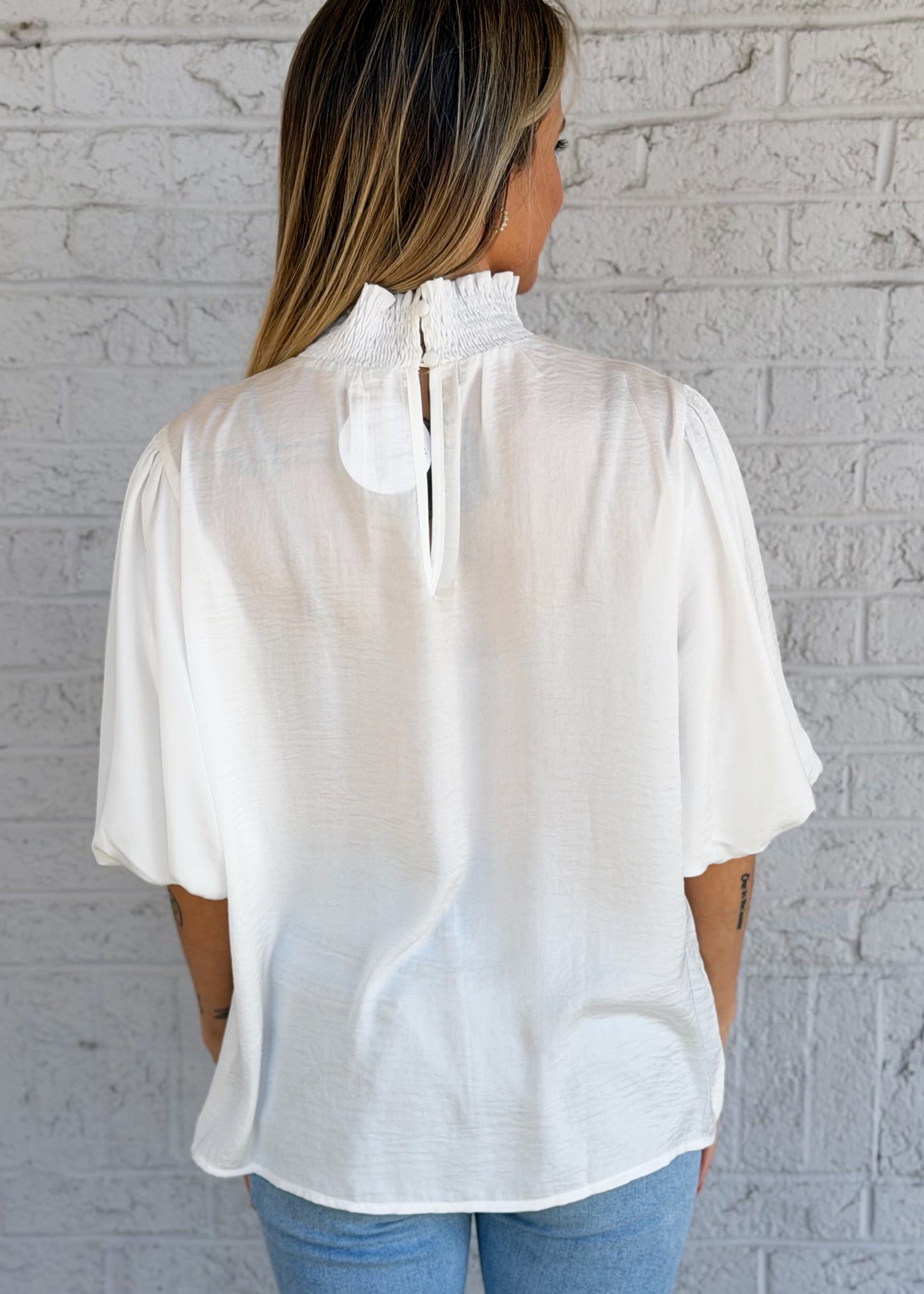 White High Neck Top