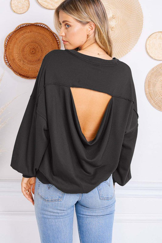 Black Open Back Sweater