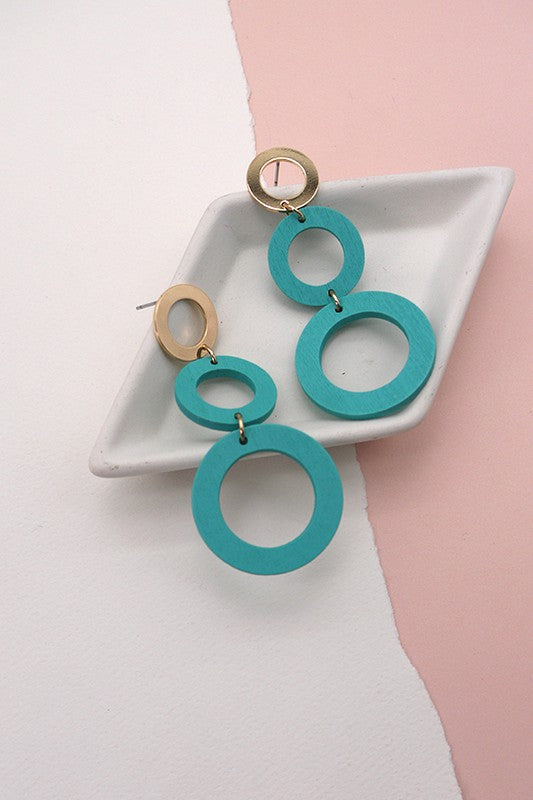 Wood Metal Mix Geo Shape Earring