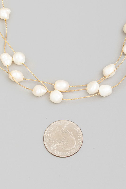 Short Pearl Layered Necklace