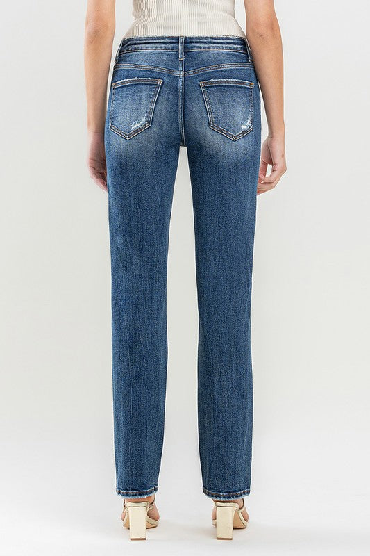 Mid Rise Straight Jeans