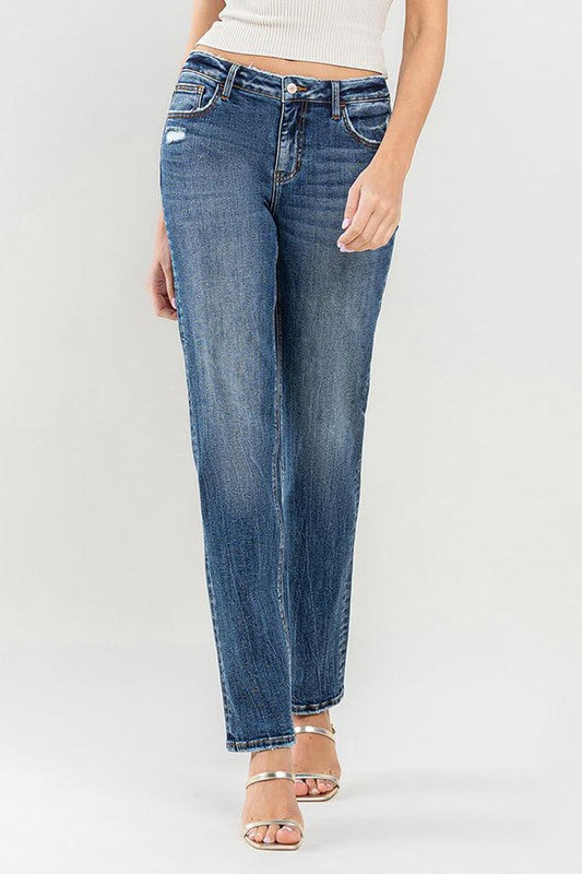 Mid Rise Straight Jeans