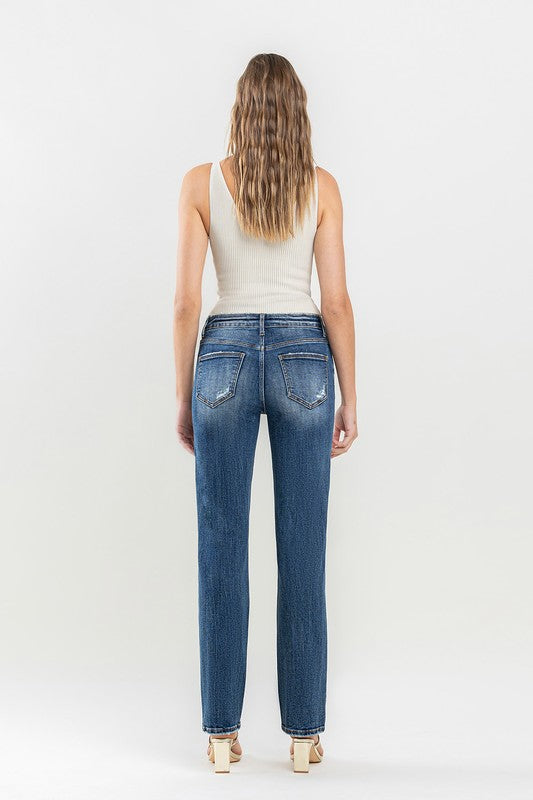 Mid Rise Straight Jeans