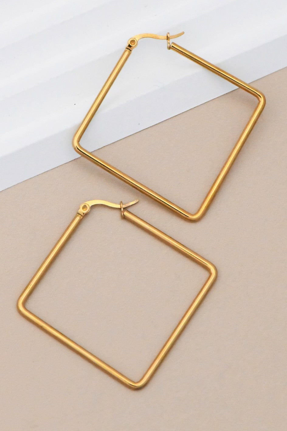 Gold Square Hoops