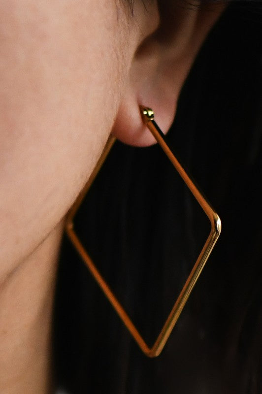 Gold Square Hoops